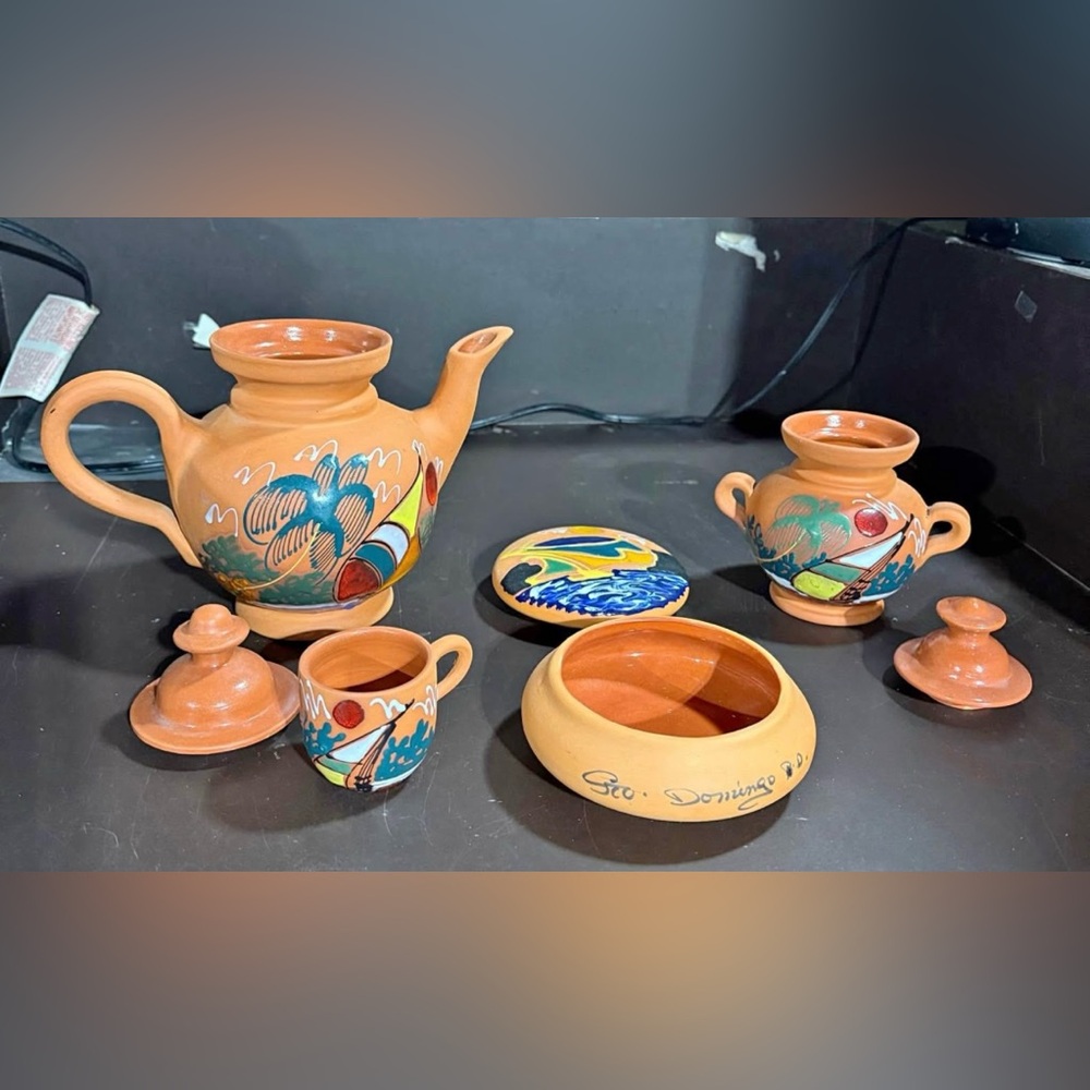 Vintage Santo Domingo Dominican Republic Terracotta tea set ceramic set